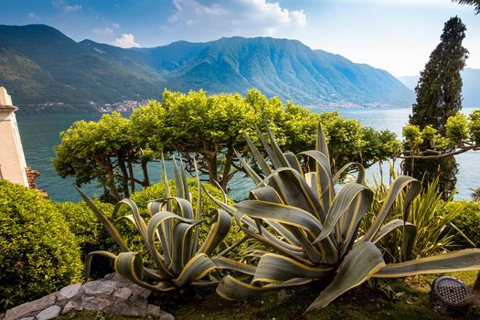 LENNO, ITALY, JUNE 04, 2019 : exteriors of villa del Balbianello, on lake Como, june 04, 2019, in Lenno, italy