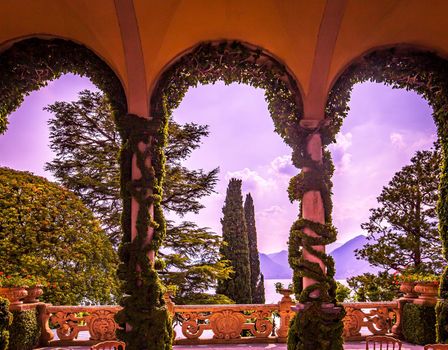 LENNO, ITALY, JUNE 04, 2019 : exteriors of villa del Balbianello, on lake Como, june 04, 2019, in Lenno, italy