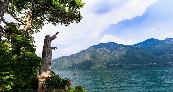 LENNO, ITALY, JUNE 04, 2019 : exteriors of villa del Balbianello, on lake Como, june 04, 2019, in Lenno, italy