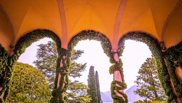 LENNO, ITALY, JUNE 04, 2019 : exteriors of villa del Balbianello, on lake Como, june 04, 2019, in Lenno, italy