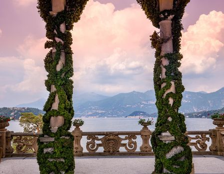 LENNO, ITALY, JUNE 04, 2019 : exteriors of villa del Balbianello, on lake Como, june 04, 2019, in Lenno, italy