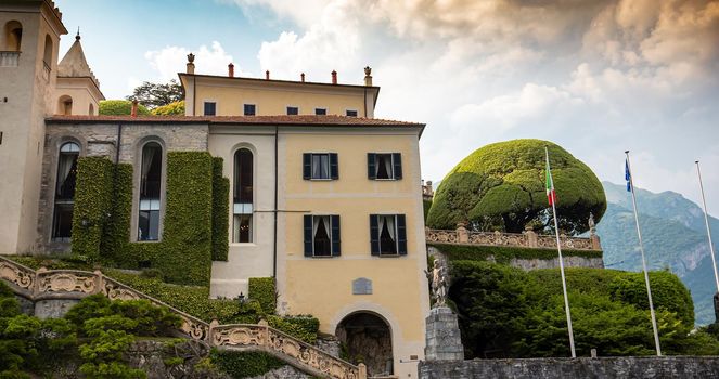 LENNO, ITALY, JUNE 04, 2019 : exteriors of villa del Balbianello, on lake Como, june 04, 2019, in Lenno, italy