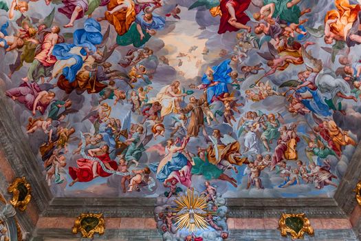 ORTA SAN GIULIO, ITALY, MAY 29, 2019 : interiors decors and frescoes of chapel in Sacro monte di Orta, , may 29, 2019, in Orta san Giulio, italy