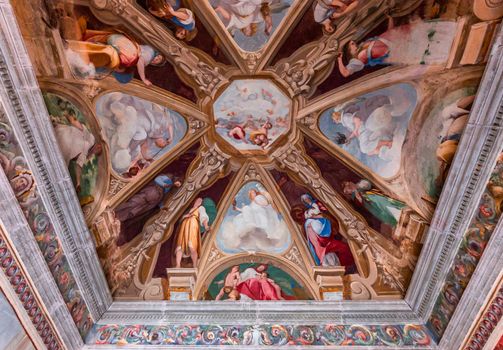 ORTA SAN GIULIO, ITALY, MAY 29, 2019 : interiors decors and frescoes of chapel in Sacro monte di Orta, , may 29, 2019, in Orta san Giulio, italy