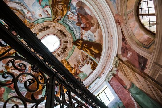 ORTA SAN GIULIO, ITALY, MAY 29, 2019 : interiors decors and frescoes of chapel in Sacro monte di Orta, , may 29, 2019, in Orta san Giulio, italy