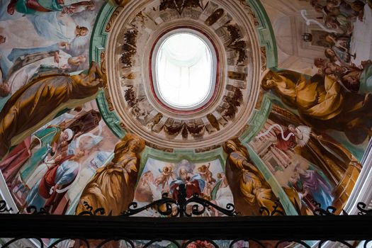 ORTA SAN GIULIO, ITALY, MAY 29, 2019 : interiors decors and frescoes of chapel in Sacro monte di Orta, , may 29, 2019, in Orta san Giulio, italy