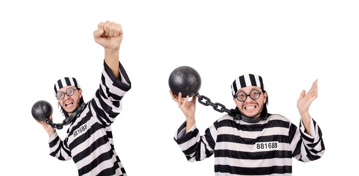 Prison inmate isolated on the white background