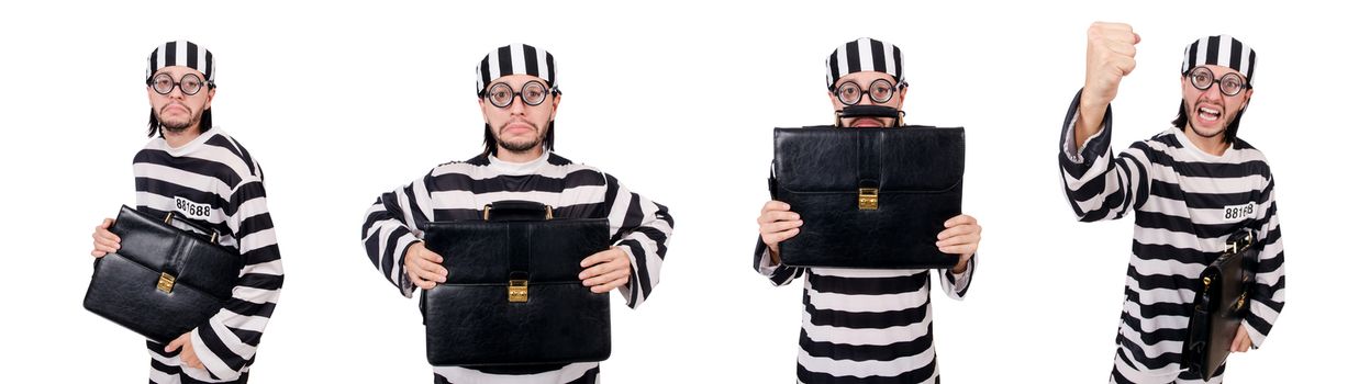 Prison inmate isolated on the white background