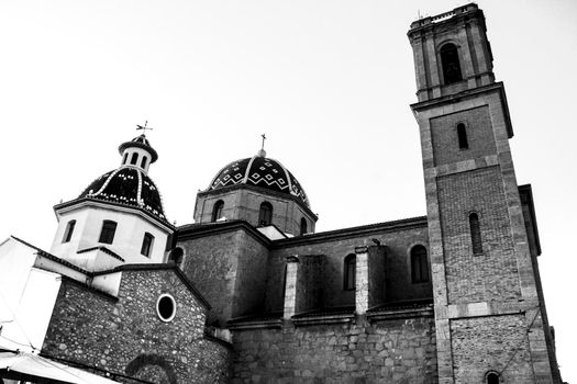 The Virgin of the Consol church in Altea square in summer