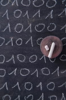 Graphical representation with chalk on the blackboard binary digital code