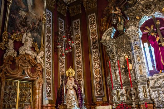 SEVILLE, ANDALUSIA, SPAIN, MAY, 21, 2017 : interiors  of  El Salvador church, may 21, 2017, in Seville, andalusia, spain