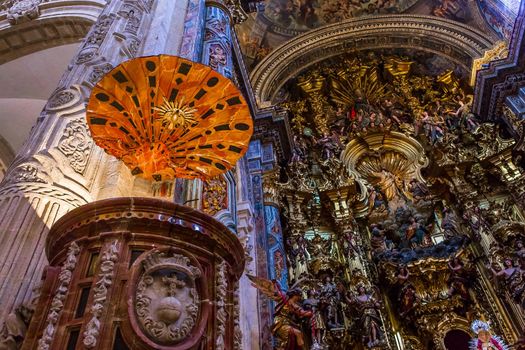 SEVILLE, ANDALUSIA, SPAIN, MAY, 21, 2017 : interiors  of  El Salvador church, may 21, 2017, in Seville, andalusia, spain