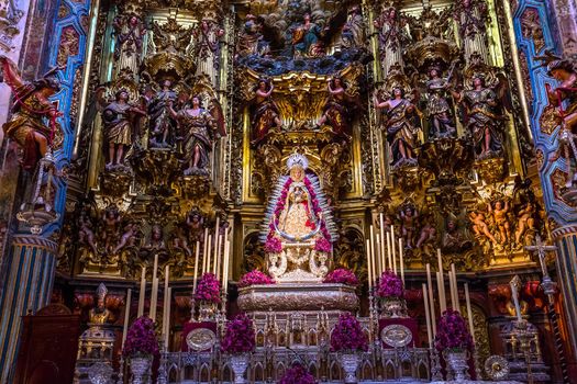 SEVILLE, ANDALUSIA, SPAIN, MAY, 21, 2017 : interiors  of  El Salvador church, may 21, 2017, in Seville, andalusia, spain