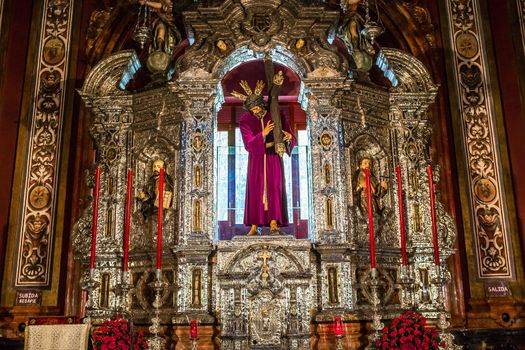 SEVILLE, ANDALUSIA, SPAIN, MAY, 21, 2017 : interiors  of  El Salvador church, may 21, 2017, in Seville, andalusia, spain