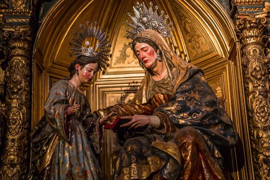 SEVILLE, ANDALUSIA, SPAIN, MAY, 21, 2017 : interiors  of  El Salvador church, may 21, 2017, in Seville, andalusia, spain