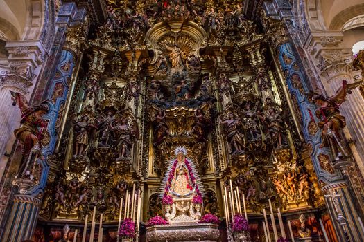 SEVILLE, ANDALUSIA, SPAIN, MAY, 21, 2017 : interiors  of  El Salvador church, may 21, 2017, in Seville, andalusia, spain