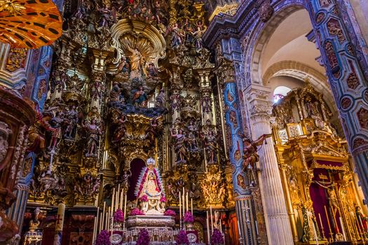 SEVILLE, ANDALUSIA, SPAIN, MAY, 21, 2017 : interiors  of  El Salvador church, may 21, 2017, in Seville, andalusia, spain