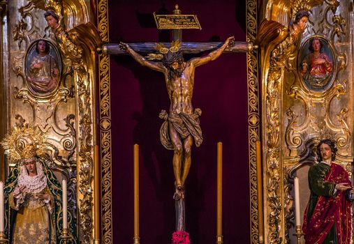 SEVILLE, ANDALUSIA, SPAIN, MAY, 21, 2017 : interiors  of  El Salvador church, may 21, 2017, in Seville, andalusia, spain