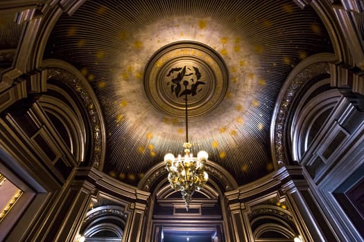 PARIS, FRANCE, MARCH 14, 2017 : interiors, frescoes and architectural details of the palais Garnier, Opera of Paris, march 14, 2017 in Paris, France.