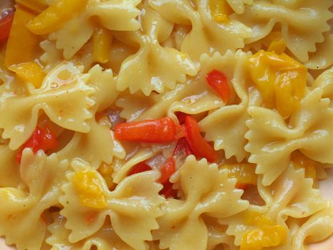 farfalle traditional Italian pasta food with peppers