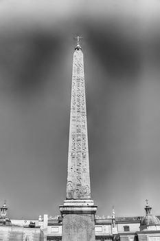 Egyptian obelisk of Ramesses II, iconic landmark in Piazza del Popolo, Rome, Italy