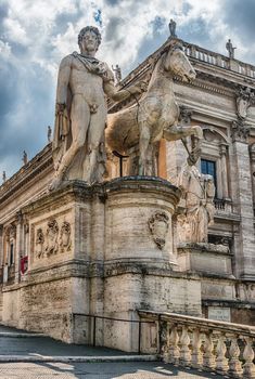 Equestrian statue of Pollux on Capitol in Rome. Italy