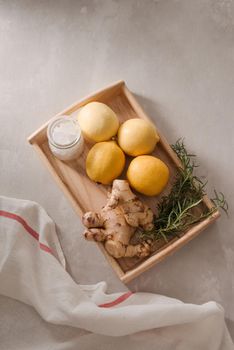 Detox Lemon Ginger Water with rosemarry