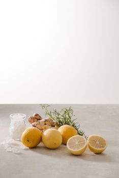 Detox Lemon Ginger Water with rosemarry