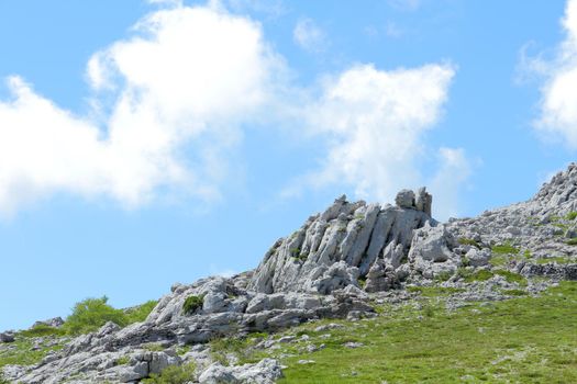 National park in Croatia, part of a mountins. This pile of rocks look like man. All made by nature.