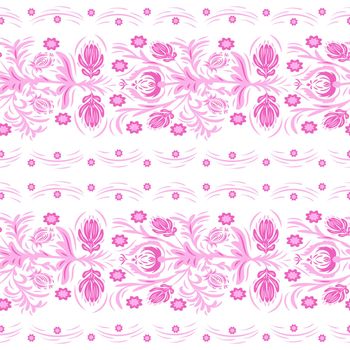 Floral background in vintage style. Vector seamless pattern. Decorative embroidery flowers. Ornament for textiles on black background. Colorful flowers. The elegant the template for fashion prints.