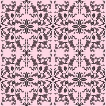 Floral pattern with abstract flowers. Ethnic endless background with ornamental decorative elements with traditional ethnic motives, tribal geometric figures. Print for wrapping, background.  Use for wallpaper, pattern fills, web page background