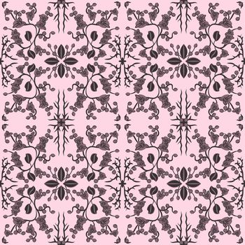 Floral pattern with abstract flowers. Ethnic endless background with ornamental decorative elements with traditional ethnic motives, tribal geometric figures. Print for wrapping, background.  Use for wallpaper, pattern fills, web page background