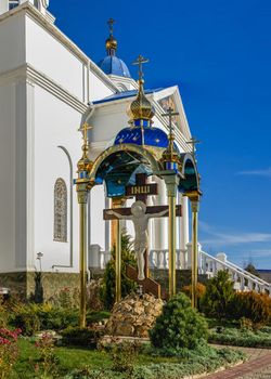 Marinovka village, Ukraine 02.01.2021. Holy Protection Skete of the Holy Dormition Odessa Monastery of the Odessa Diocese of the Ukrainian Orthodox Church on a sunny winter day