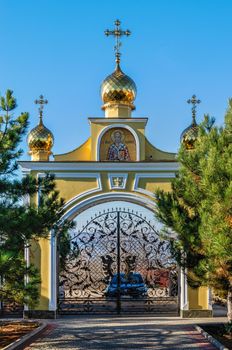 Marinovka village, Ukraine 02.01.2021. Holy Protection Skete of the Holy Dormition Odessa Monastery of the Odessa Diocese of the Ukrainian Orthodox Church on a sunny winter day