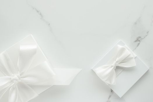 Romantic celebration, lifestyle and holiday present concept - Luxury wedding gifts on marble