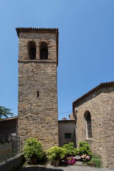 Muggia, Italy. June 13, 2021. the bell tower of St. Francis church 