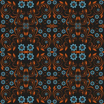 Floral pattern with abstract flowers. Ethnic endless background with ornamental decorative elements with traditional ethnic motives, tribal geometric figures. Print for wrapping, background.  Use for wallpaper, pattern fills, web page background