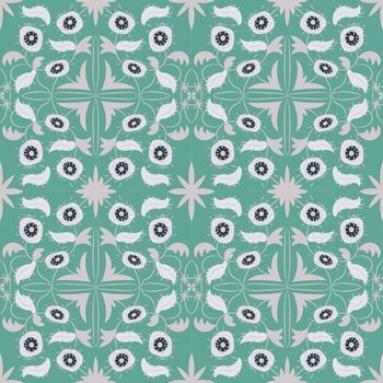 Floral pattern with abstract flowers. Ethnic endless background with ornamental decorative elements with traditional ethnic motives, tribal geometric figures. Print for wrapping, background.  Use for wallpaper, pattern fills, web page background