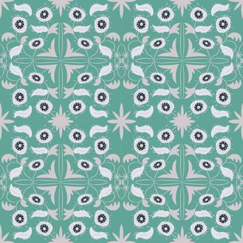 Floral pattern with abstract flowers. Ethnic endless background with ornamental decorative elements with traditional ethnic motives, tribal geometric figures. Print for wrapping, background.  Use for wallpaper, pattern fills, web page background