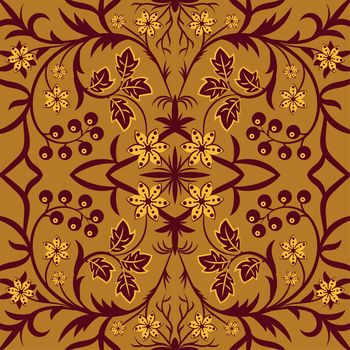 Floral pattern with abstract flowers. Ethnic endless background with ornamental decorative elements with traditional ethnic motives, tribal geometric figures. Print for wrapping, background.  Use for wallpaper, pattern fills, web page background