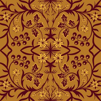 Floral pattern with abstract flowers. Ethnic endless background with ornamental decorative elements with traditional ethnic motives, tribal geometric figures. Print for wrapping, background.  Use for wallpaper, pattern fills, web page background