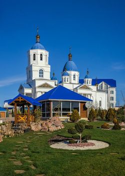 Marinovka village, Ukraine 02.01.2021. Holy Protection Skete of the Holy Dormition Odessa Monastery of the Odessa Diocese of the Ukrainian Orthodox Church on a sunny winter day