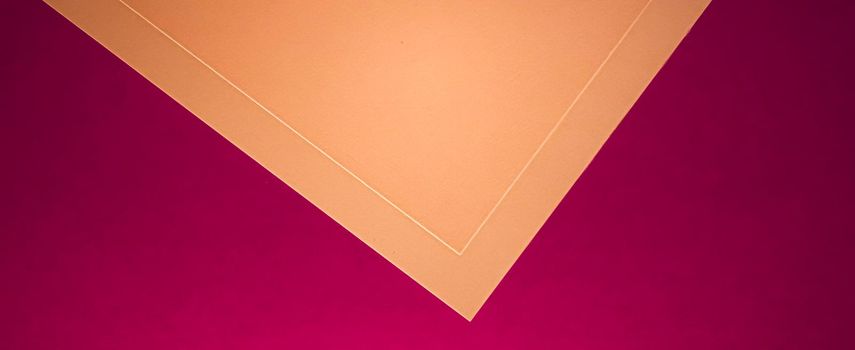 Blank A4 paper, brown on pink background as office stationery flatlay, luxury branding flat lay and brand identity design for mockup.