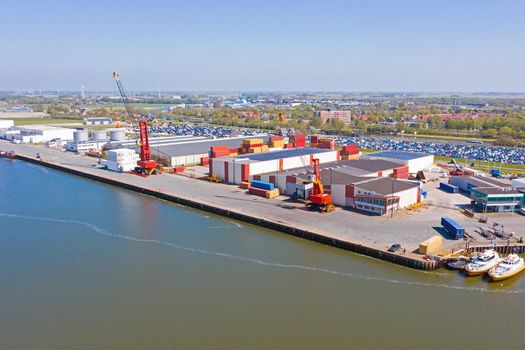 Aerial from industry in the port of Harlingen in the Netherlands