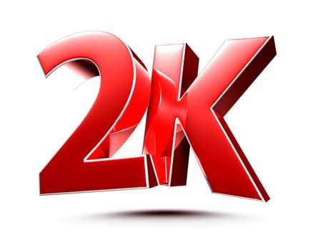 2 thousand.Thank you-followers. 3D illustration for blog or post design. 2K gold on a white background.banner in social networks. with clipping path.