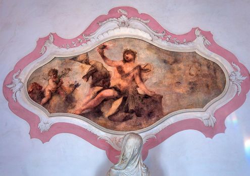 VENICE, ITALY, APRIL 22, 2018 : interiors decor, ceilings and frescoes of Ca'Rezzonico palace, april 22, 2018,  in Venice, italy