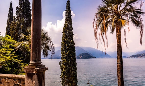 VARENNA, ITALY, JUNE 05, 2019 : exteriors and gardens of villa Monastero, on lake Como, june 05, 2019, in Varenna, italy