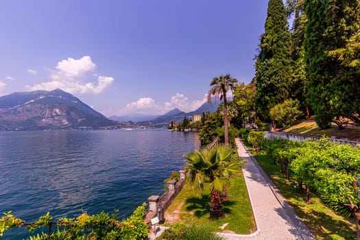 VARENNA, ITALY, JUNE 05, 2019 : exteriors and gardens of villa Monastero, on lake Como, june 05, 2019, in Varenna, italy