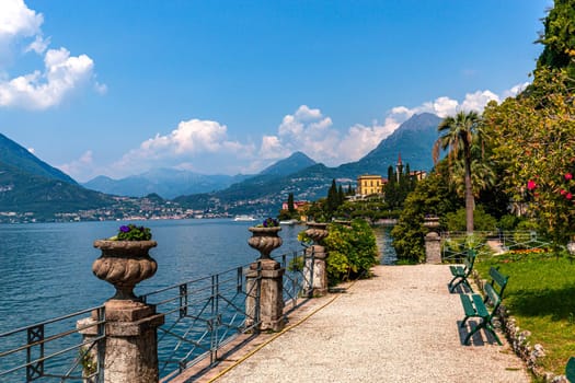 VARENNA, ITALY, JUNE 05, 2019 : exteriors and gardens of villa Monastero, on lake Como, june 05, 2019, in Varenna, italy