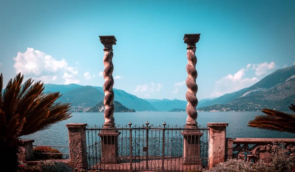 VARENNA, ITALY, JUNE 05, 2019 : exteriors and gardens of villa Monastero, on lake Como, june 05, 2019, in Varenna, italy